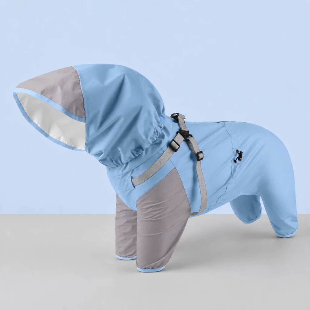 Hooded Four-Leg Dog Raincoat for Small to Medium Dogs