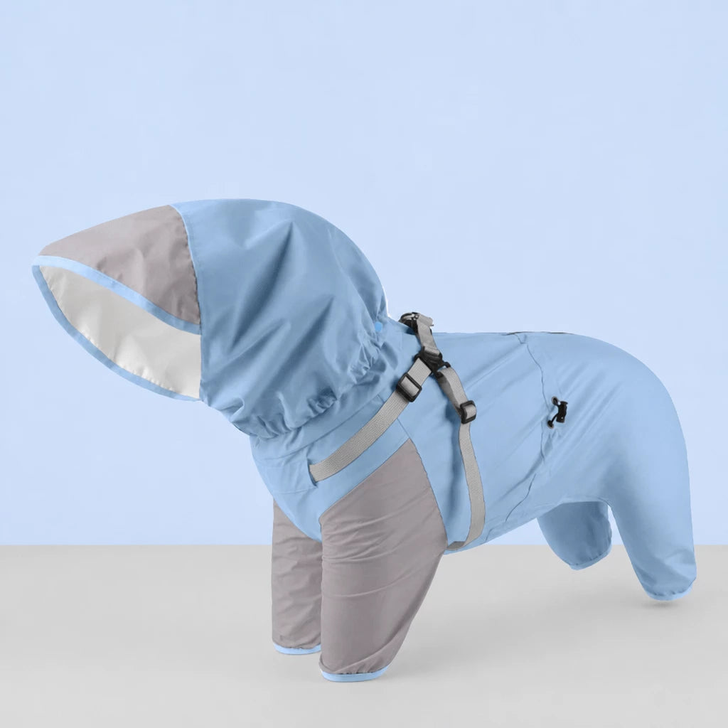 Hooded Four-Leg Dog Raincoat for Small to Medium Dogs