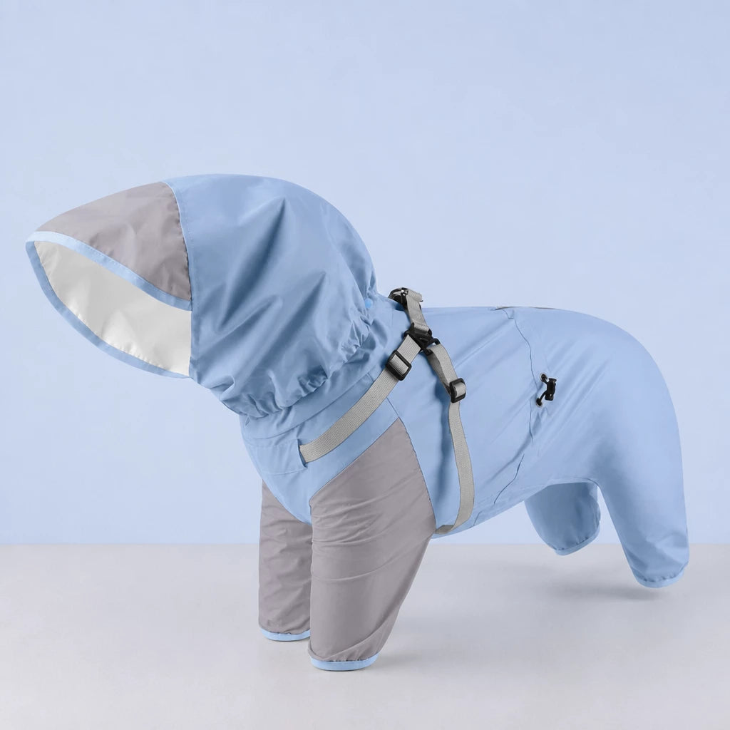 Hooded Four-Leg Dog Raincoat for Small to Medium Dogs
