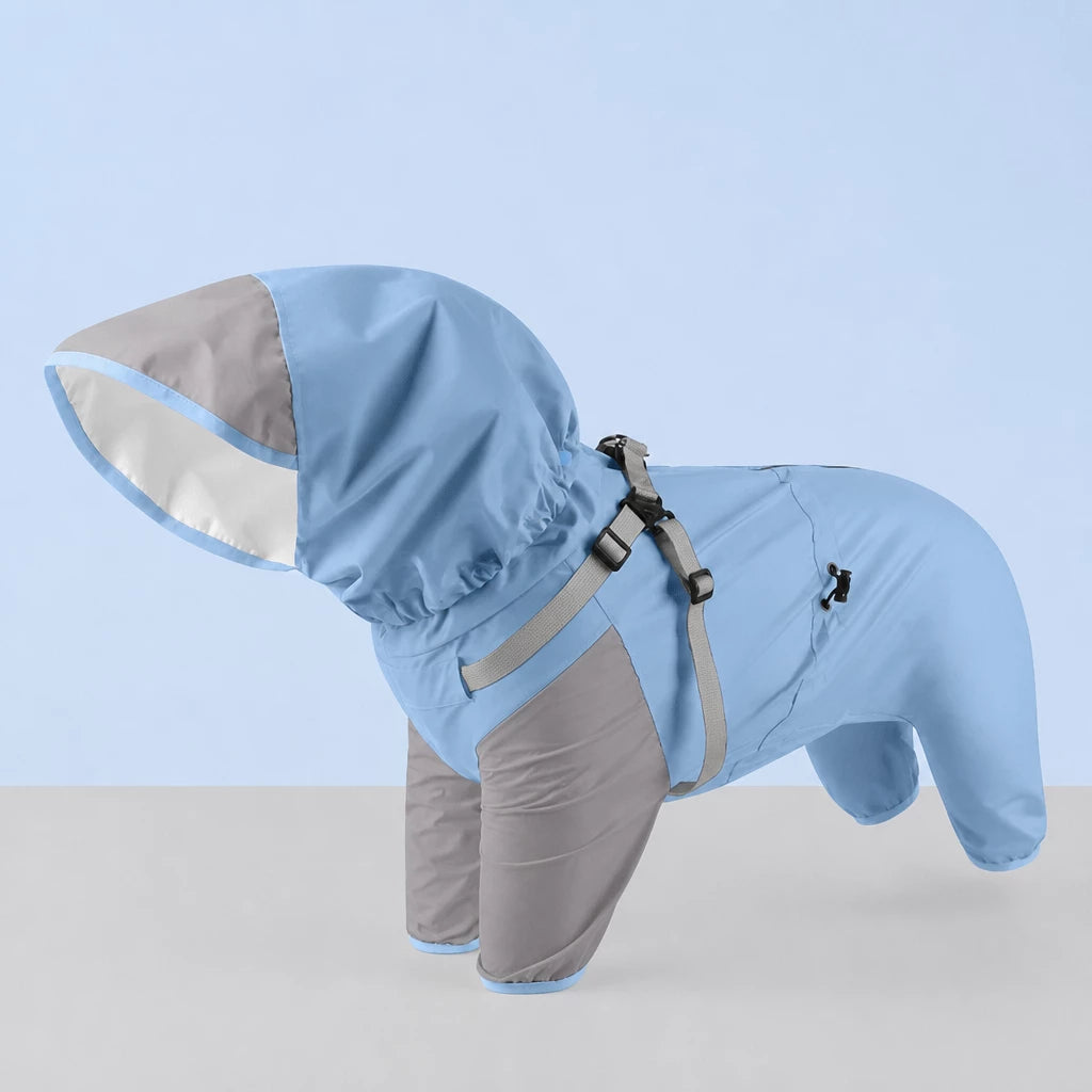 Hooded Four-Leg Dog Raincoat for Small to Medium Dogs