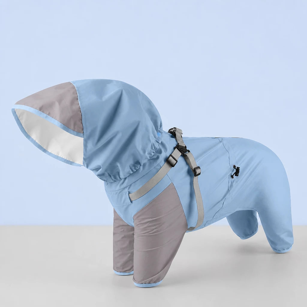 Hooded Four-Leg Dog Raincoat for Small to Medium Dogs