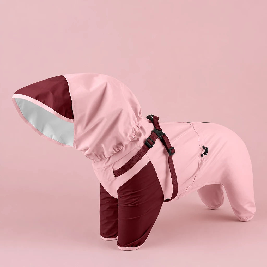Hooded Four-Leg Dog Raincoat for Small to Medium Dogs