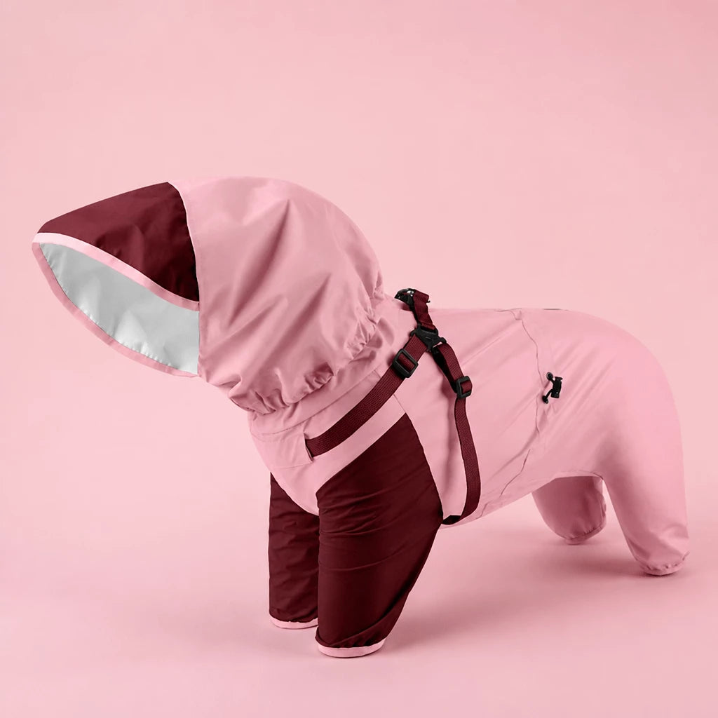 Hooded Four-Leg Dog Raincoat for Small to Medium Dogs