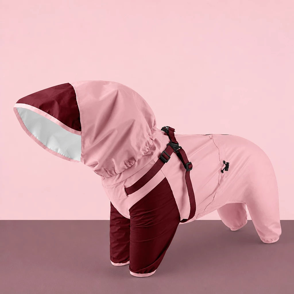 Hooded Four-Leg Dog Raincoat for Small to Medium Dogs