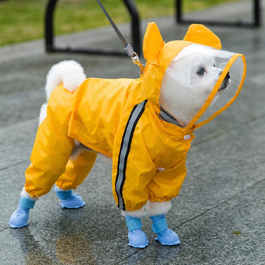 Full-Coverage Waterproof Four-Leg Raincoat for Small Dogs