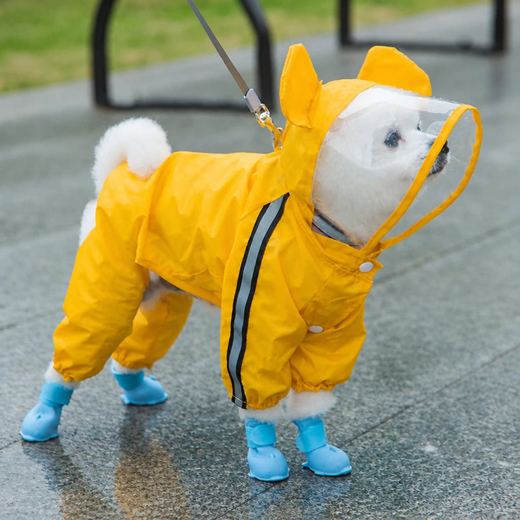 Full-Coverage Waterproof Four-Leg Raincoat for Small Dogs