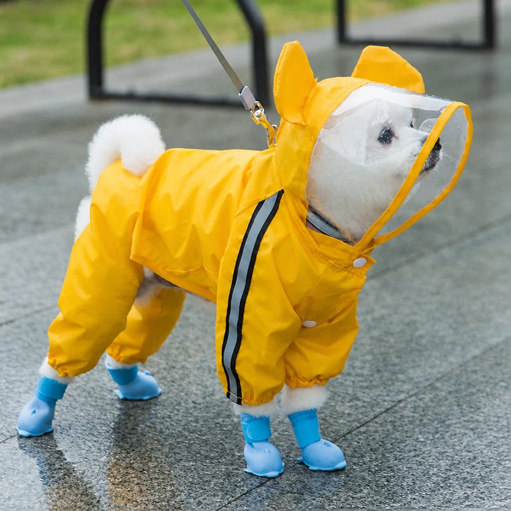 Full-Coverage Waterproof Four-Leg Raincoat for Small Dogs