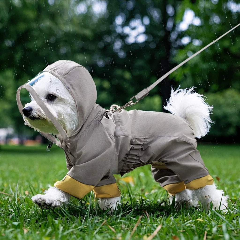 Full-Coverage Waterproof Four-Leg Raincoat for Small Dogs