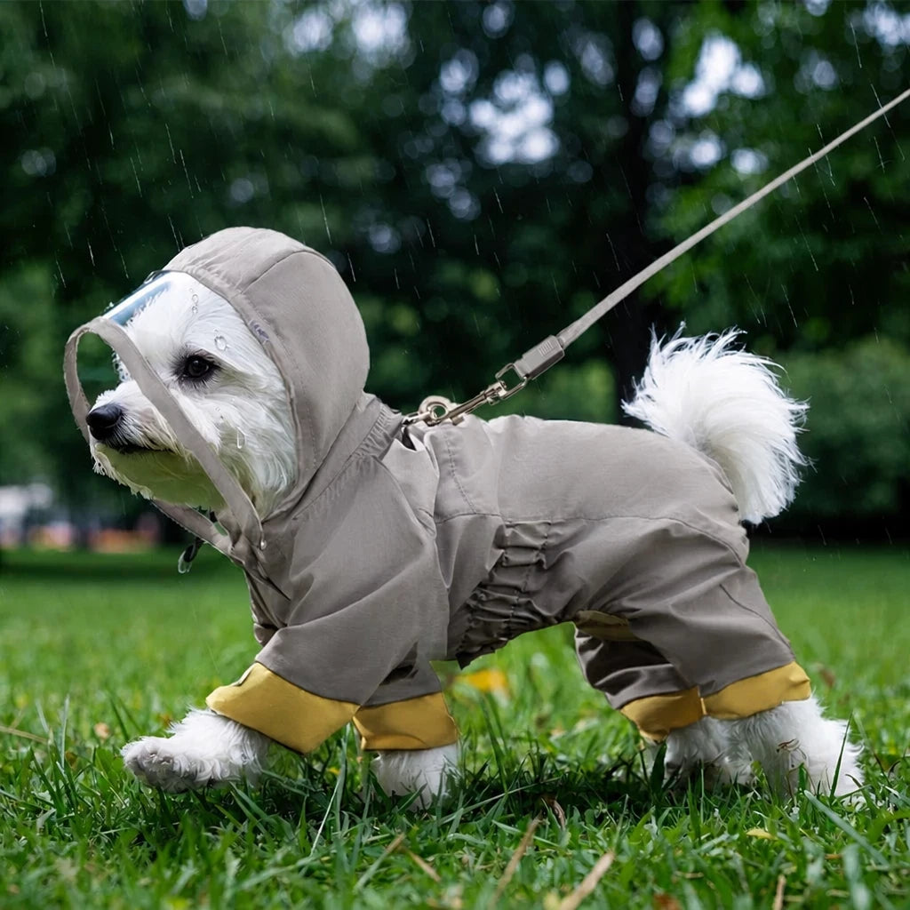 Full-Coverage Waterproof Four-Leg Raincoat for Small Dogs