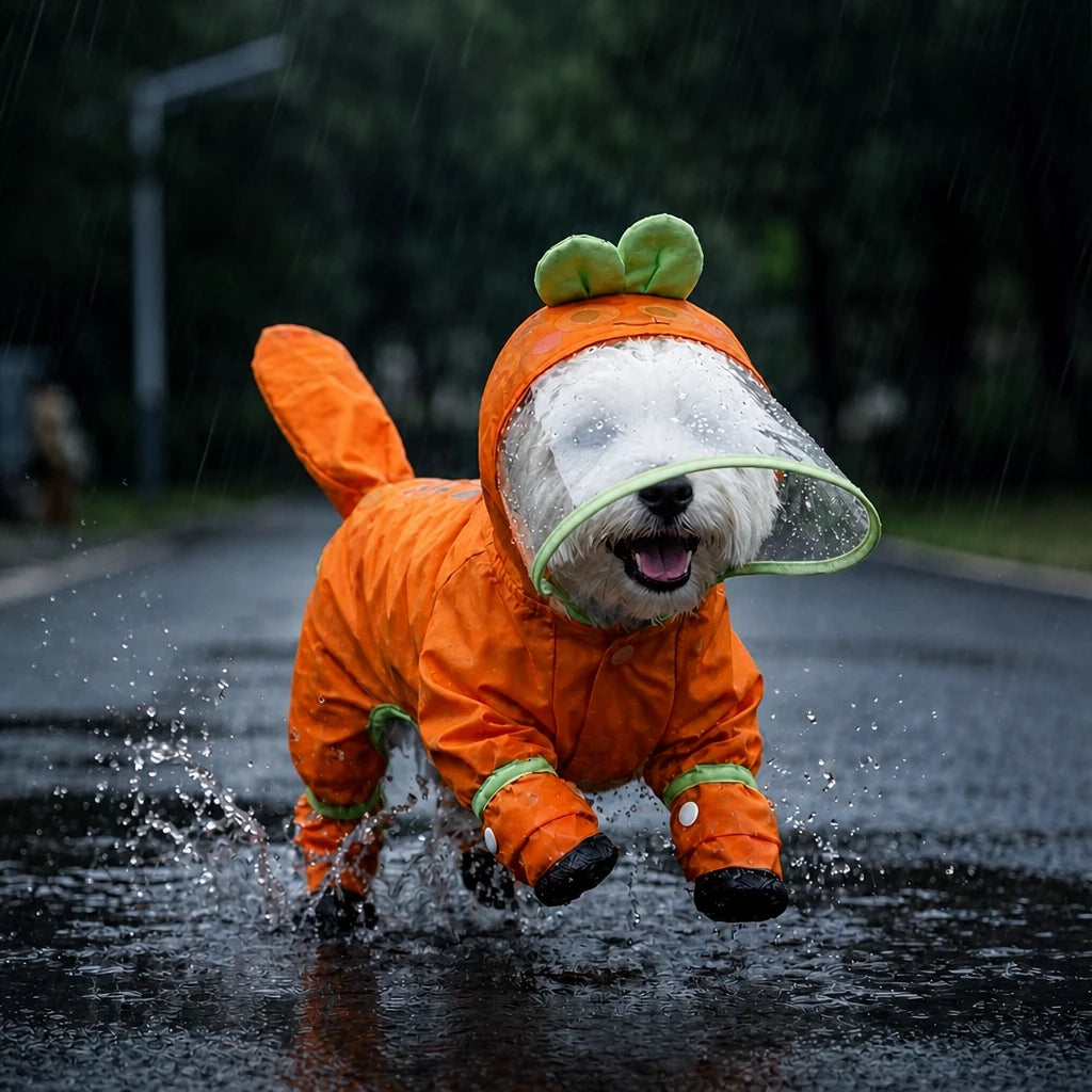 Full-Coverage Waterproof Four-Leg Raincoat for Small Dogs