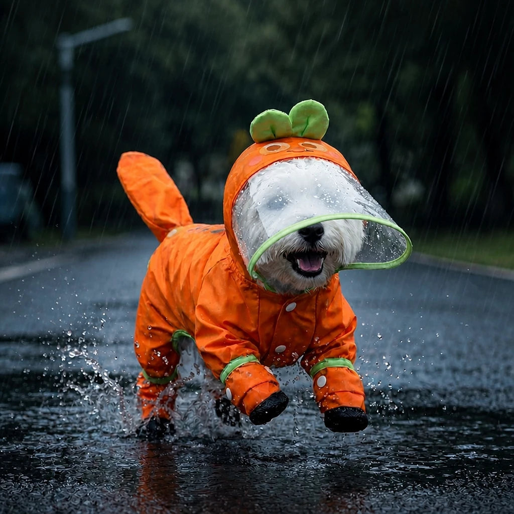 Full-Coverage Waterproof Four-Leg Raincoat for Small Dogs