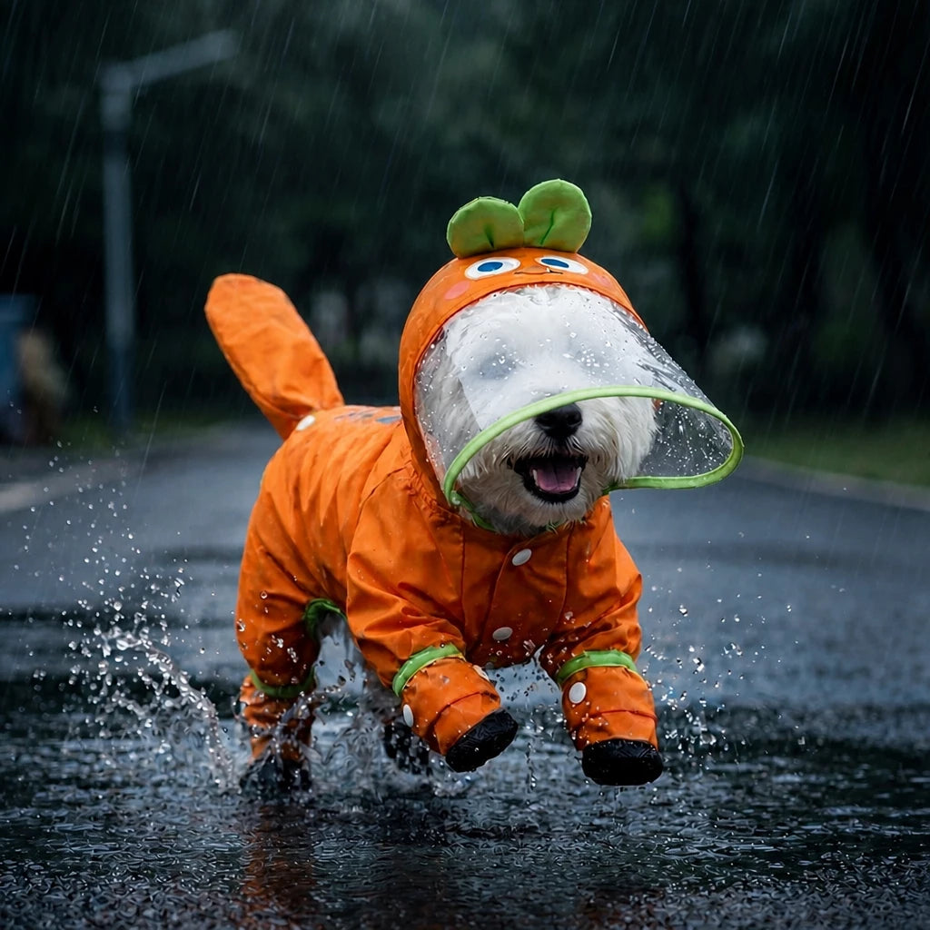 Full-Coverage Waterproof Four-Leg Raincoat for Small Dogs