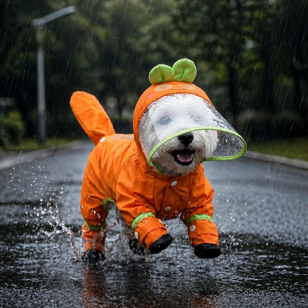 Full-Coverage Waterproof Four-Leg Raincoat for Small Dogs