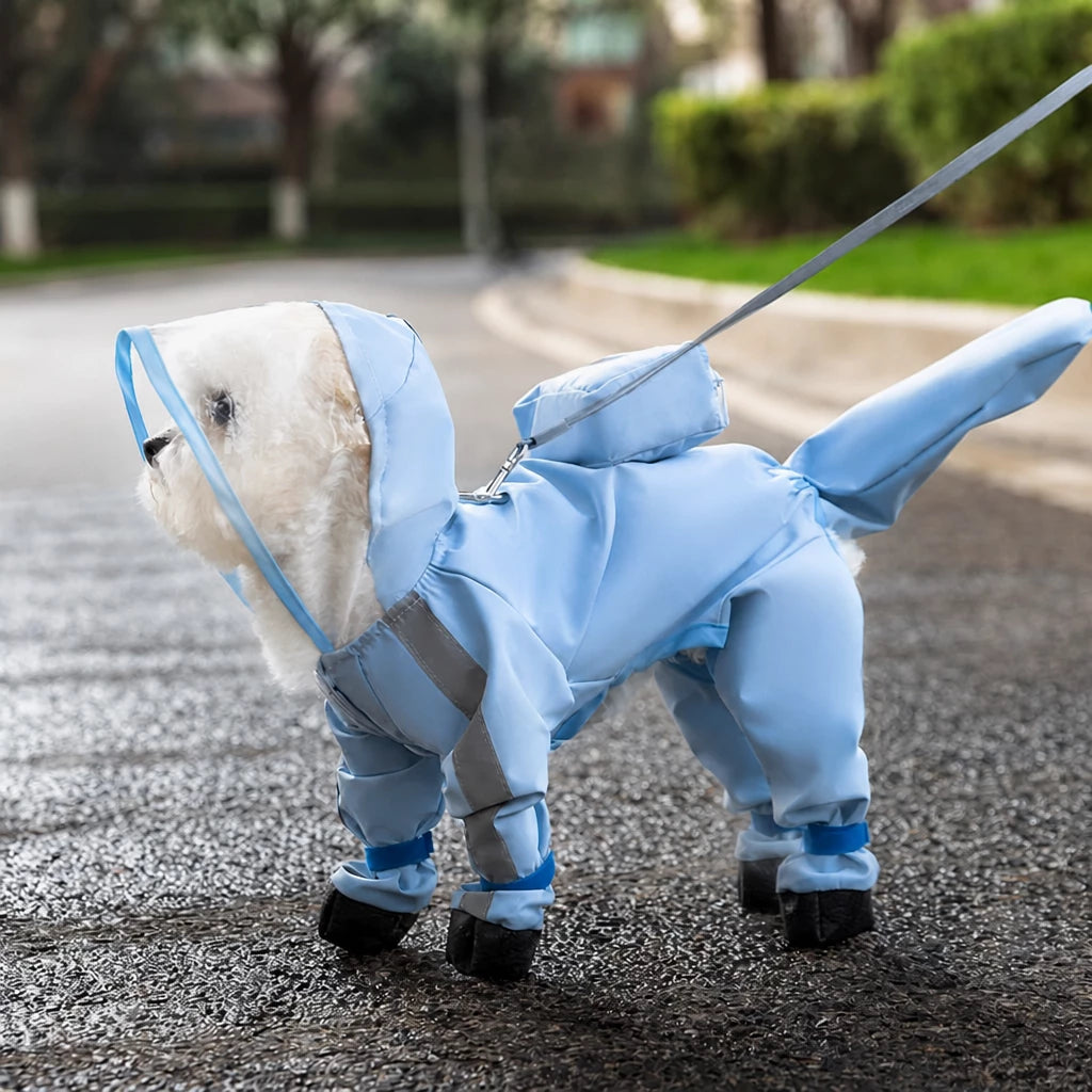 Full-Coverage Waterproof Four-Leg Raincoat for Small Dogs