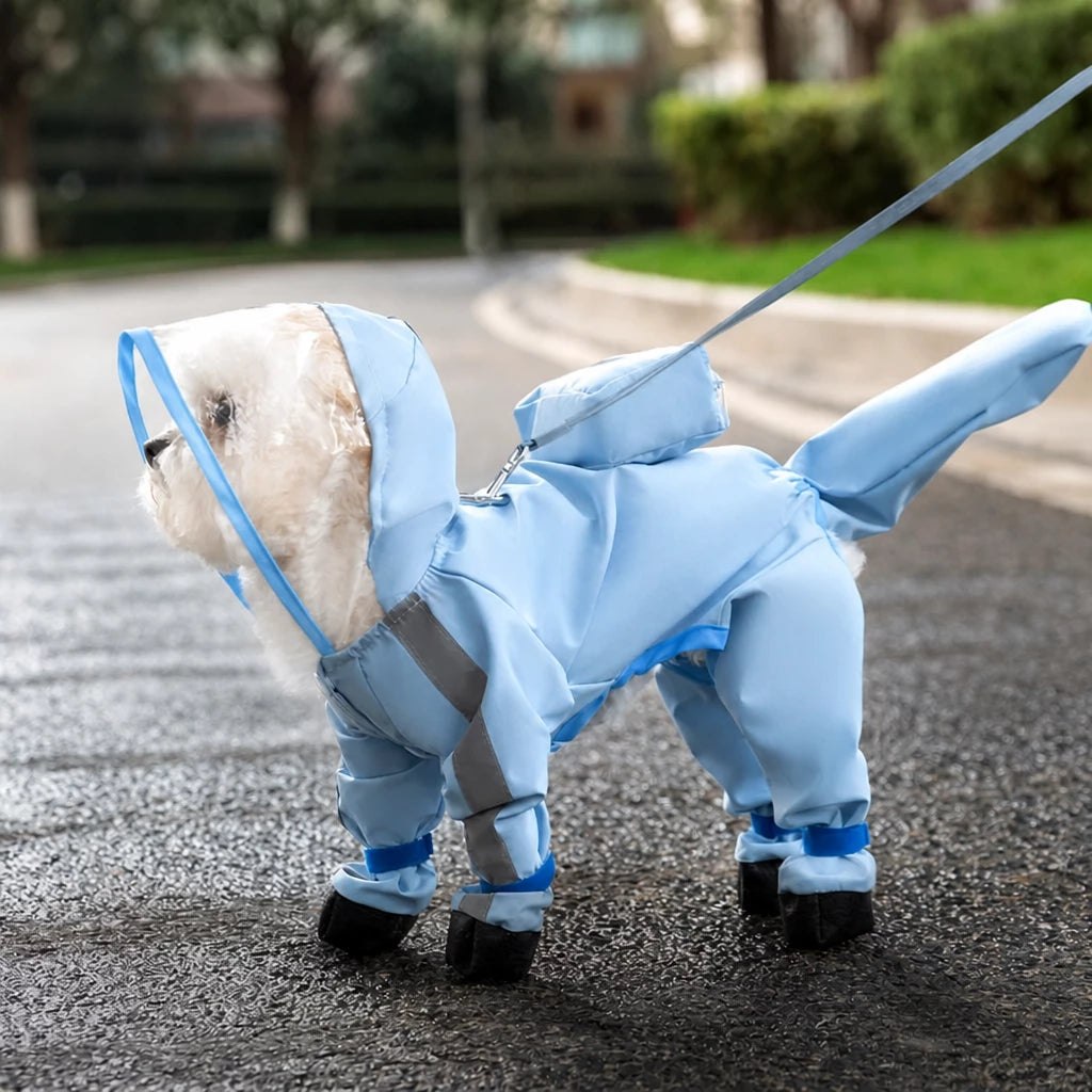 Full-Coverage Waterproof Four-Leg Raincoat for Small Dogs