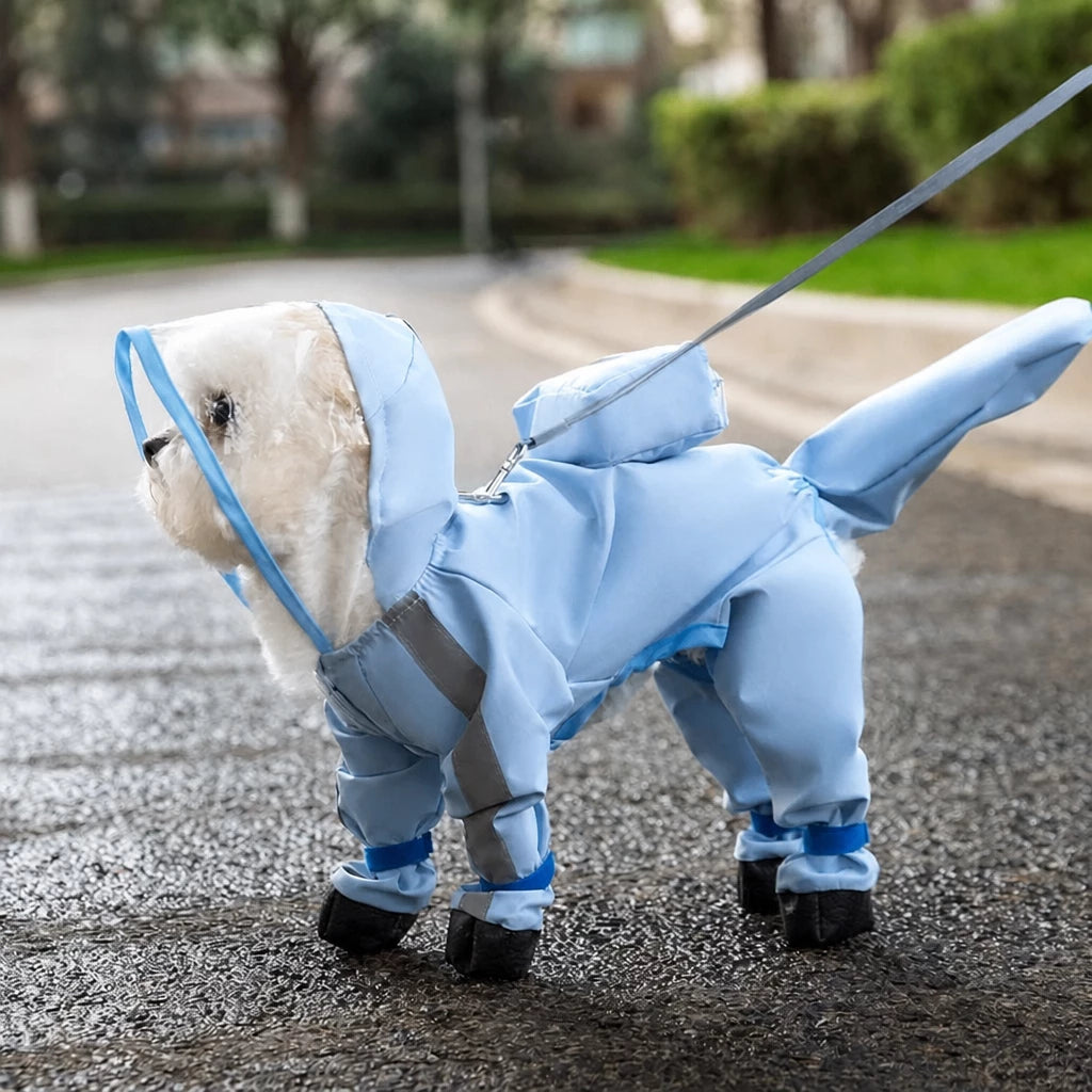 Full-Coverage Waterproof Four-Leg Raincoat for Small Dogs