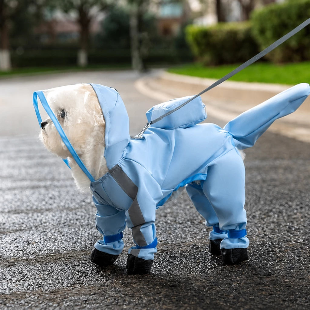 Full-Coverage Waterproof Four-Leg Raincoat for Small Dogs