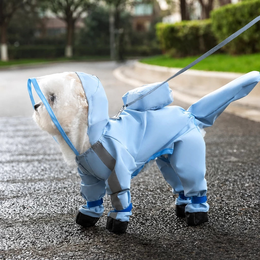 Full-Coverage Waterproof Four-Leg Raincoat for Small Dogs