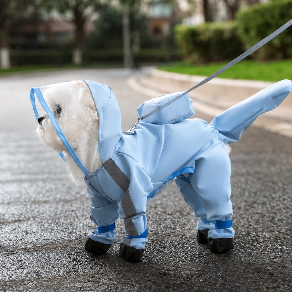 Full-Coverage Waterproof Four-Leg Raincoat for Small Dogs