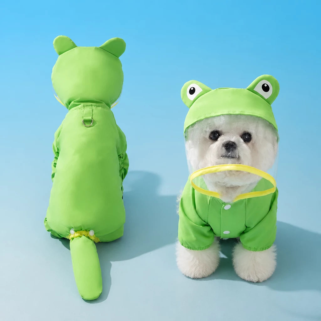 Full-Coverage Waterproof Four-Leg Raincoat for Small Dogs