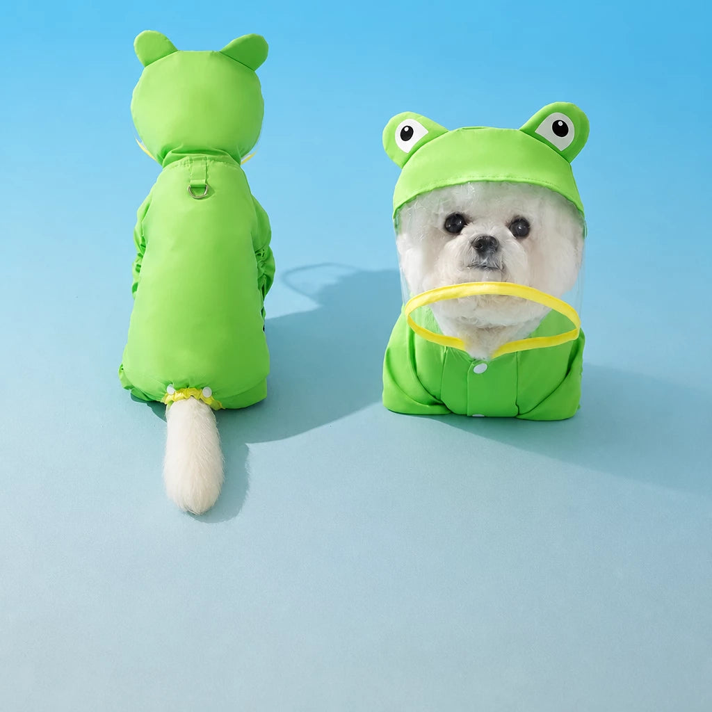 Full-Coverage Waterproof Four-Leg Raincoat for Small Dogs