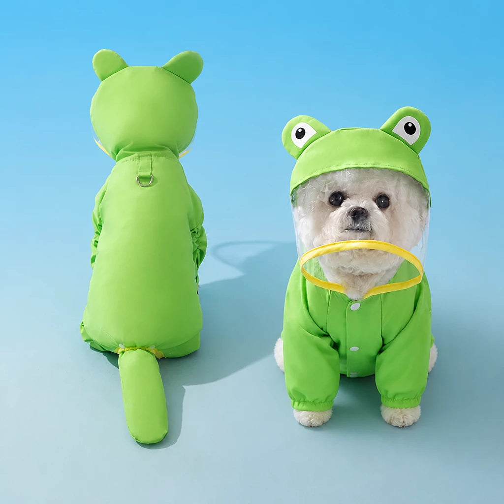 Full-Coverage Waterproof Four-Leg Raincoat for Small Dogs