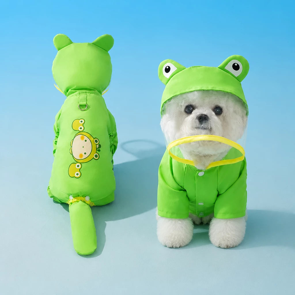 Full-Coverage Waterproof Four-Leg Raincoat for Small Dogs