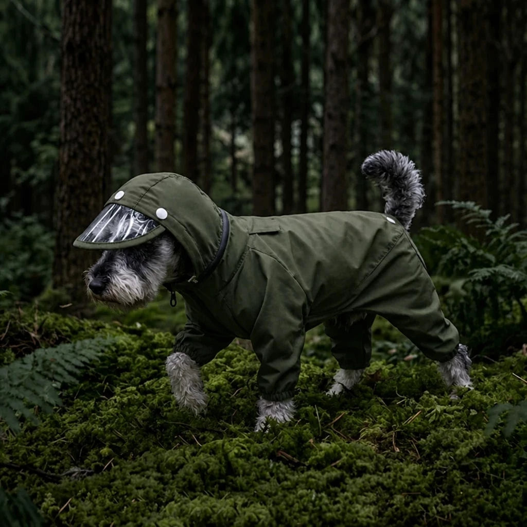 Full-Coverage Waterproof Four-Leg Raincoat for Small Dogs