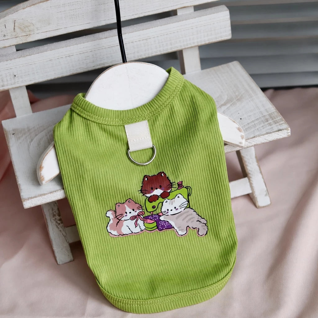 Lightweight Cotton Dog Tank Top with Ruffle Trim