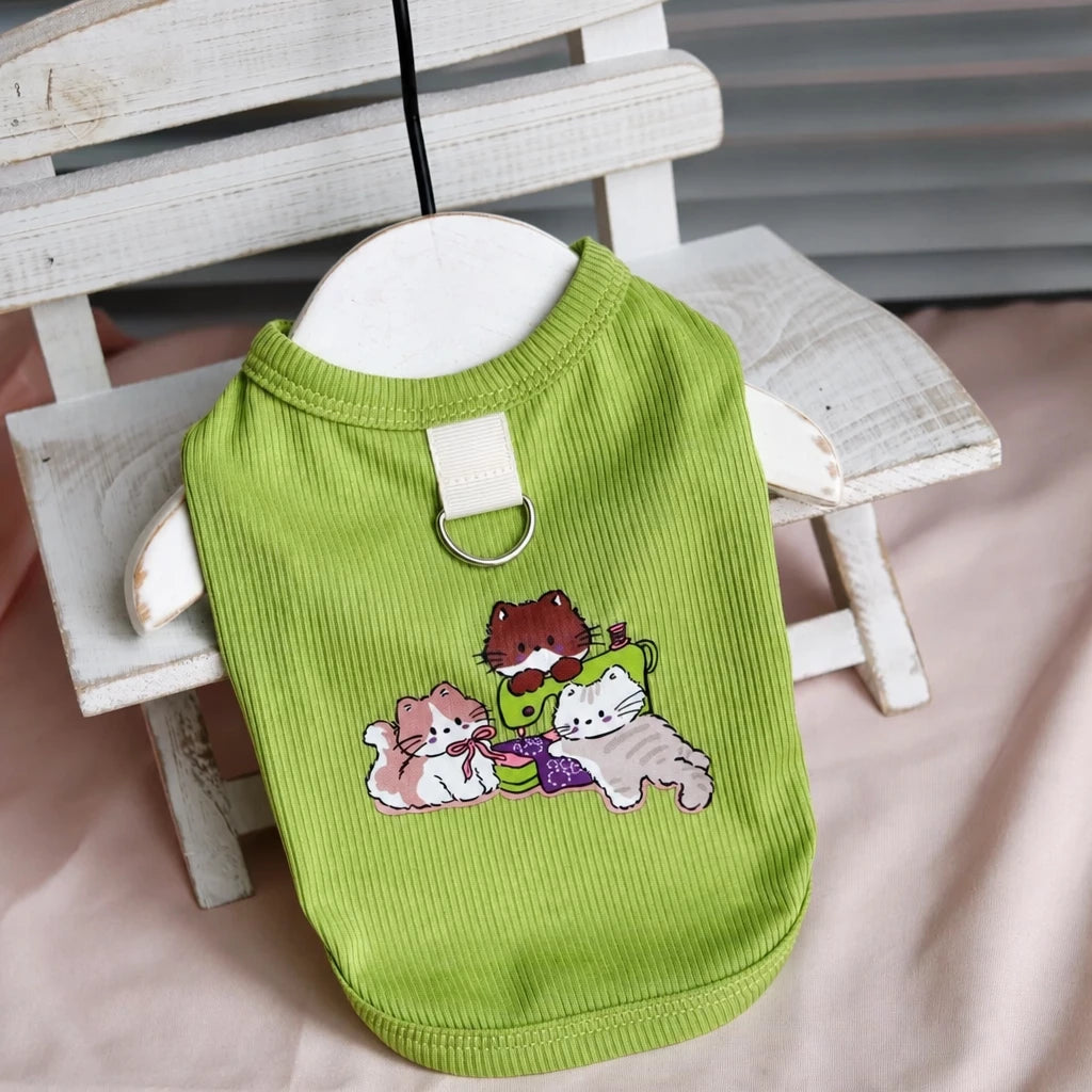 Lightweight Cotton Dog Tank Top with Ruffle Trim