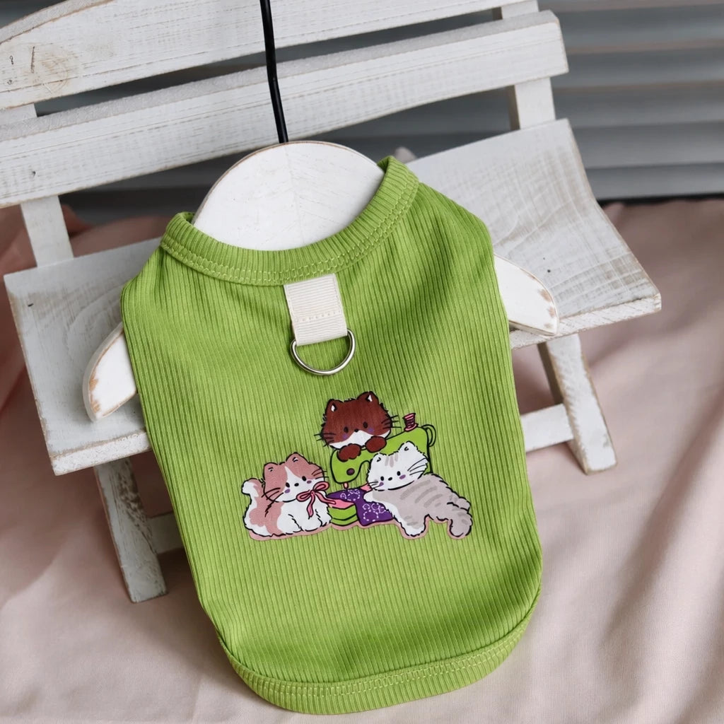 Lightweight Cotton Dog Tank Top with Ruffle Trim