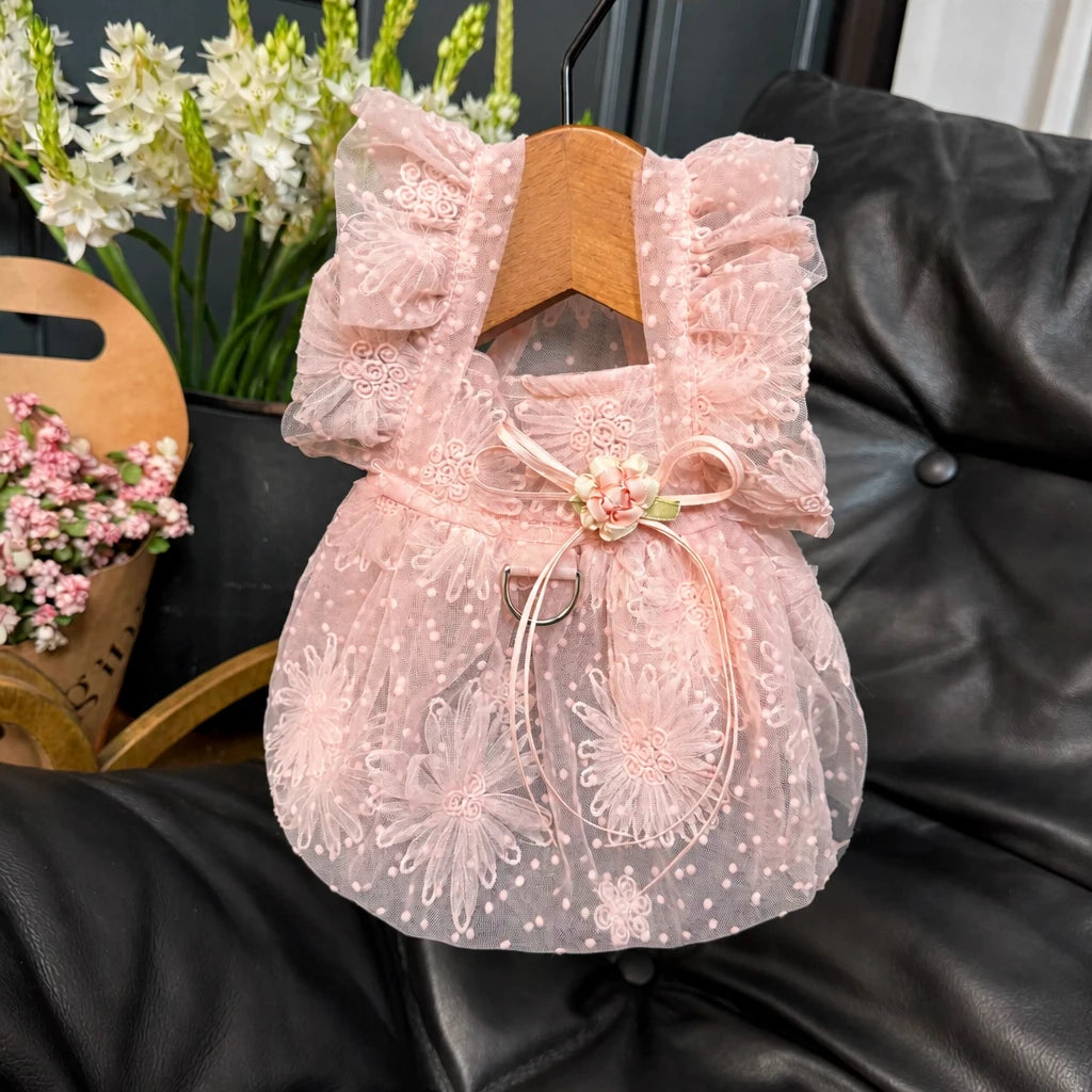 Pet Princess Dress with Leash Ring for Small Dogs and Cats