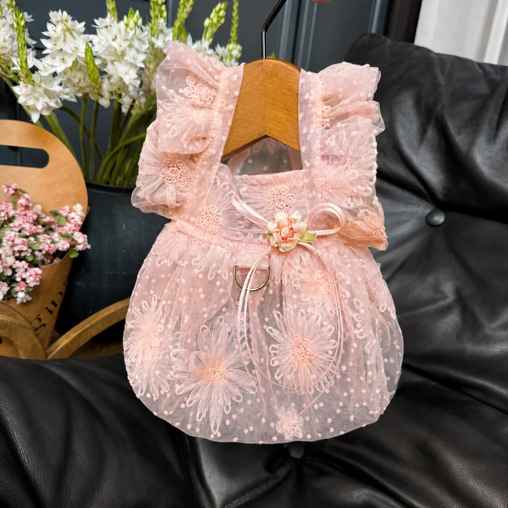 Pet Princess Dress with Leash Ring for Small Dogs and Cats