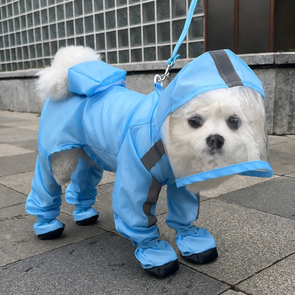 Four-Leg Waterproof Raincoat for Small Dogs