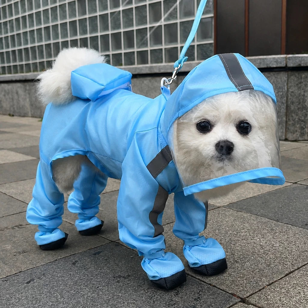 Four-Leg Waterproof Raincoat for Small Dogs
