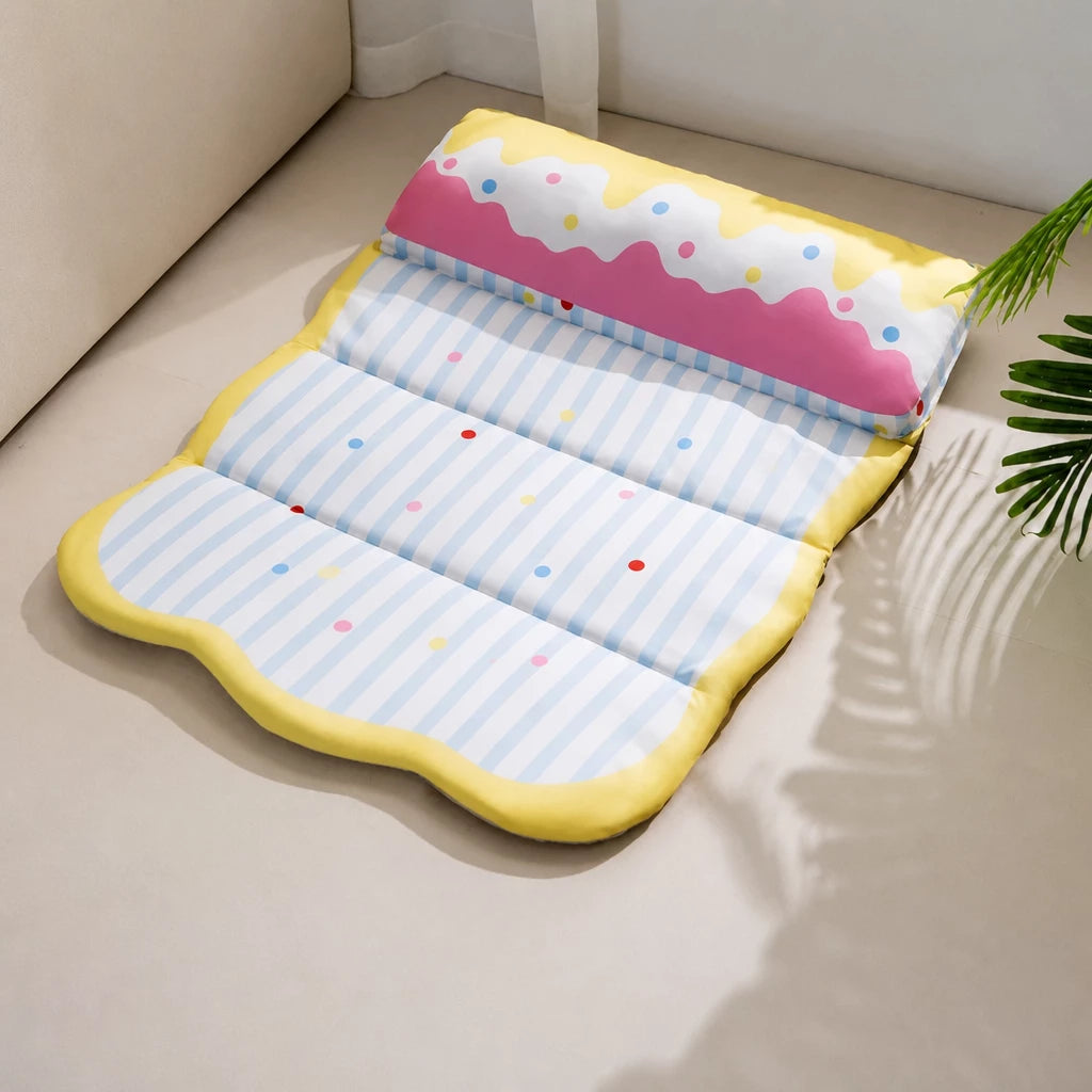 Foldable Cotton Pet Bed with Bolster Sides for Dogs and Cats