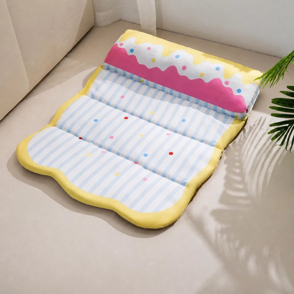 Foldable Cotton Pet Bed with Bolster Sides for Dogs and Cats