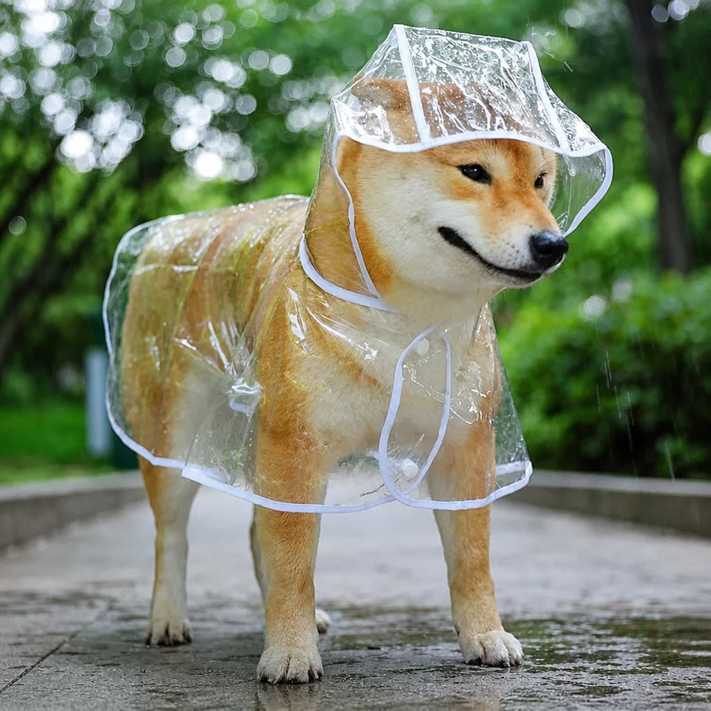 Transparent EVA Dog Raincoat with Hood