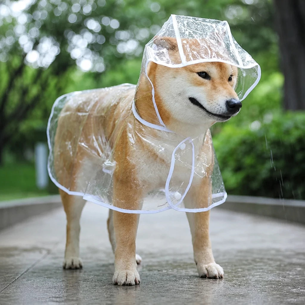 Transparent EVA Dog Raincoat with Hood