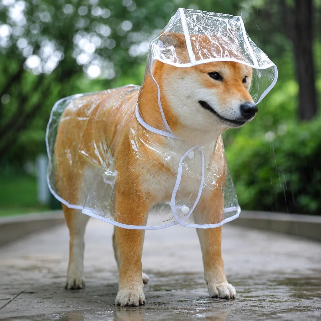 Transparent EVA Dog Raincoat with Hood