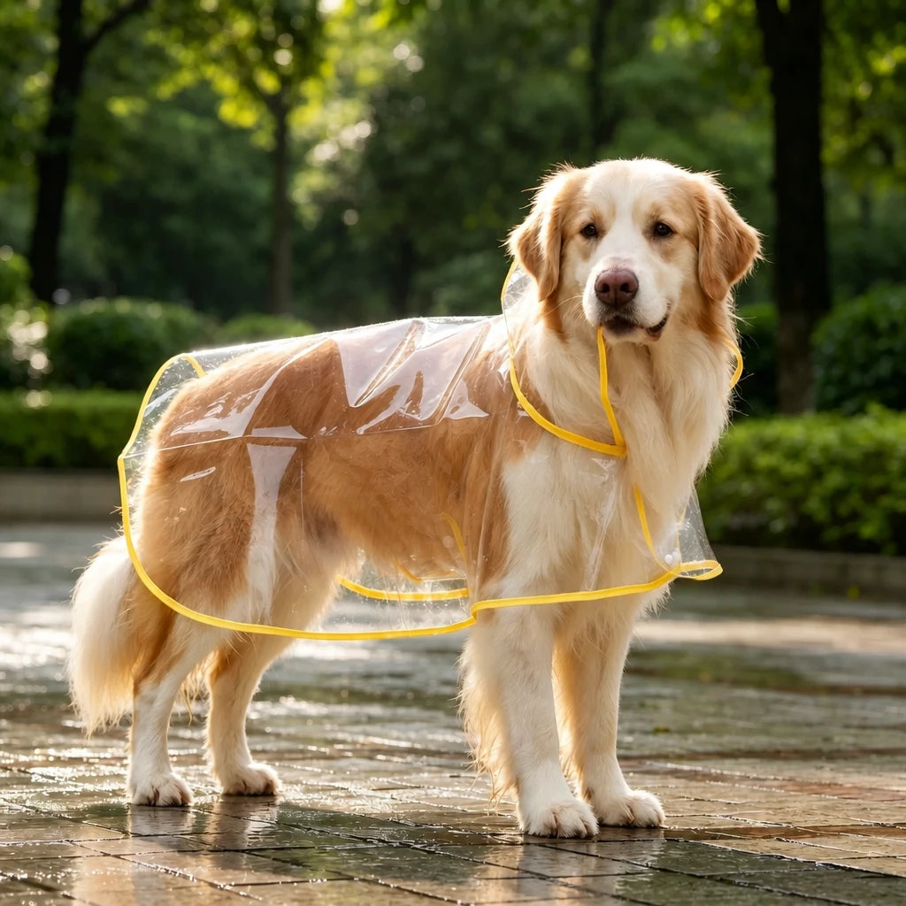 Transparent Hooded Raincoat for Dogs