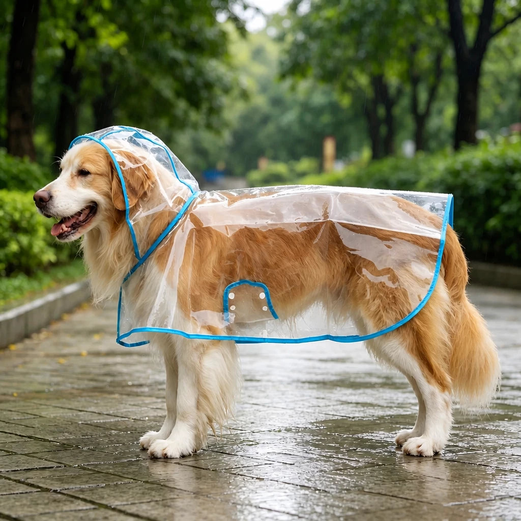 Transparent Hooded Raincoat for Dogs