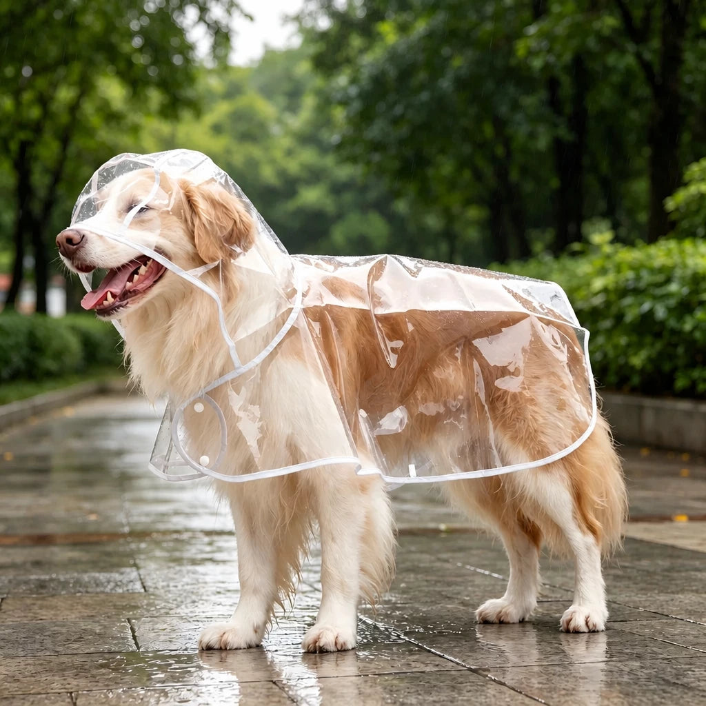 Transparent Hooded Raincoat for Dogs