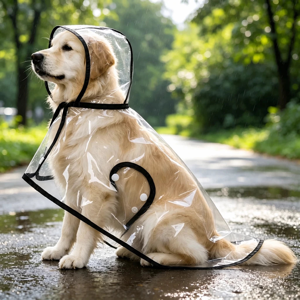 Transparent Hooded Raincoat for Dogs