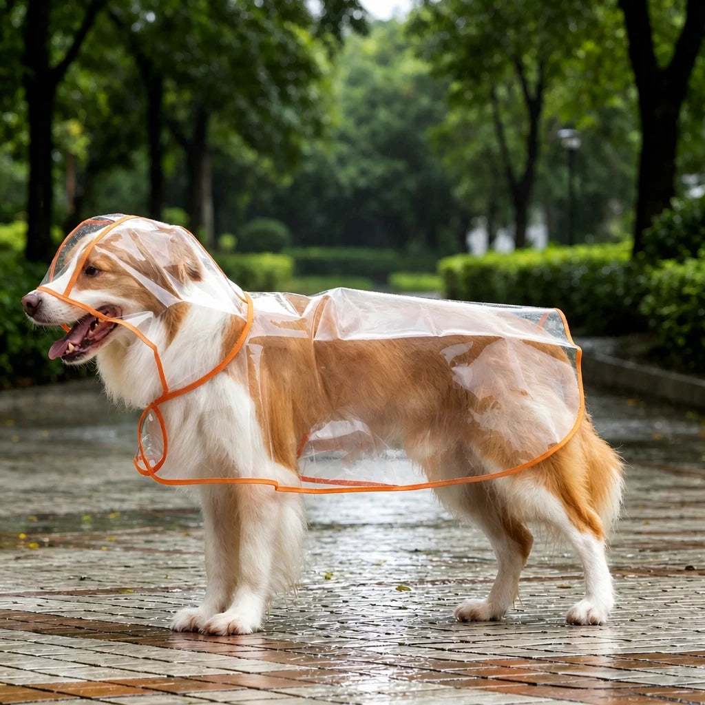 Transparent Hooded Raincoat for Dogs
