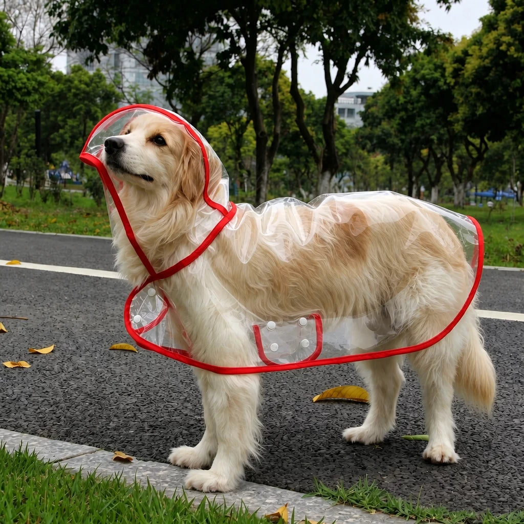 Transparent Hooded Raincoat for Dogs