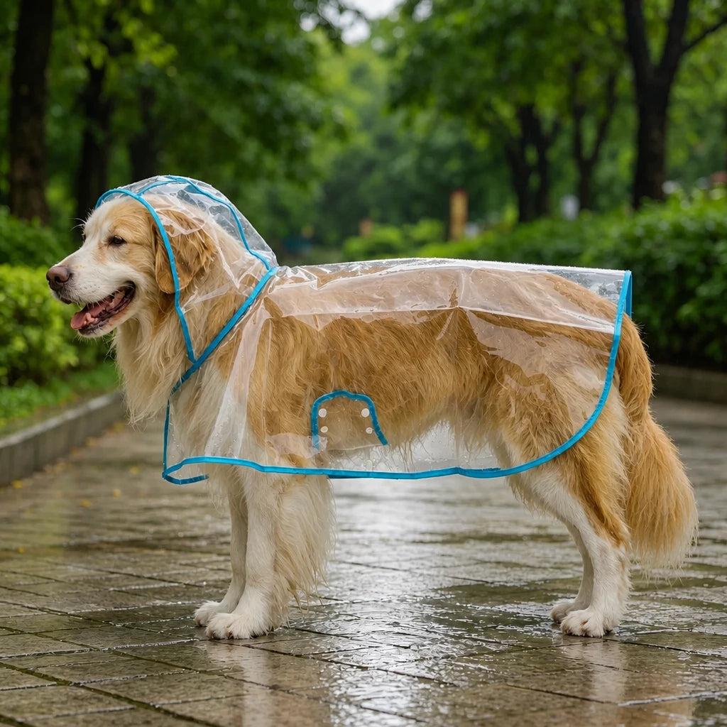 Transparent Hooded Raincoat for Dogs