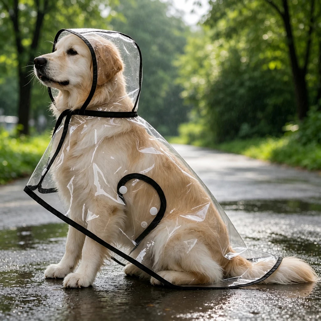 Transparent Hooded Raincoat for Dogs