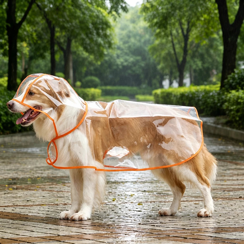 Transparent Hooded Raincoat for Dogs