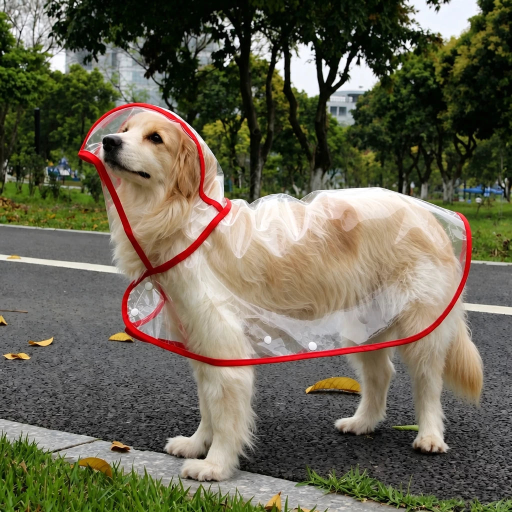 Transparent Hooded Raincoat for Dogs